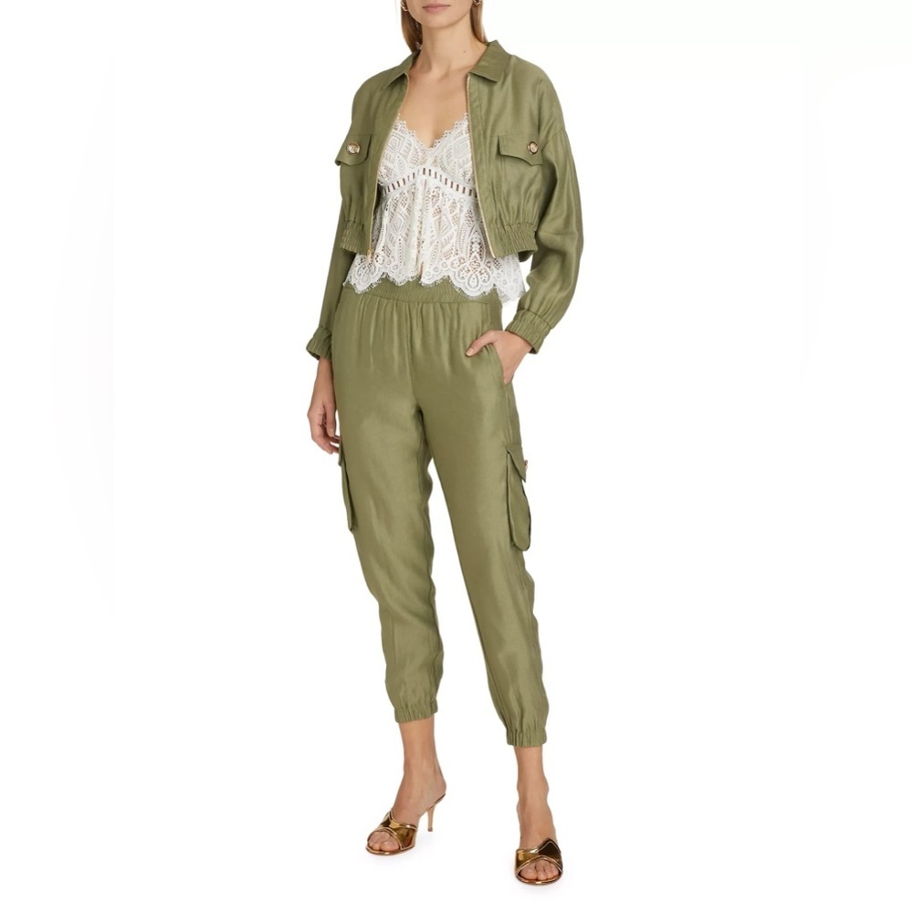GENERATION LOVE Barbara Linen Jogger in Olive Green